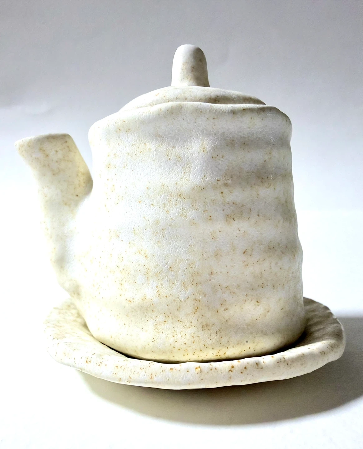 手作り陶器 醤油差し 皿付き