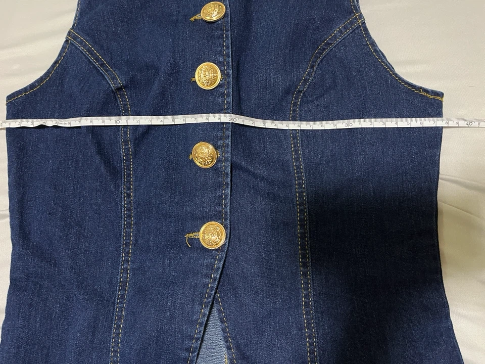 品内容 テンプレート 商品名 【美品】SHEIN シーイン デニムベスト ジレ金ボタン ヴィンテージ風ネイビーの写真6枚目