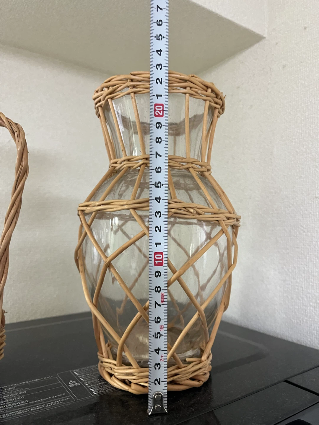ラタン巻き ガラスフラワーベース 2個セットの写真3枚目