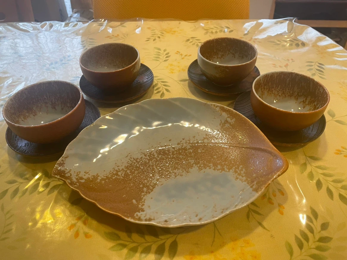 陶器 湯呑み 茶托セット 4客