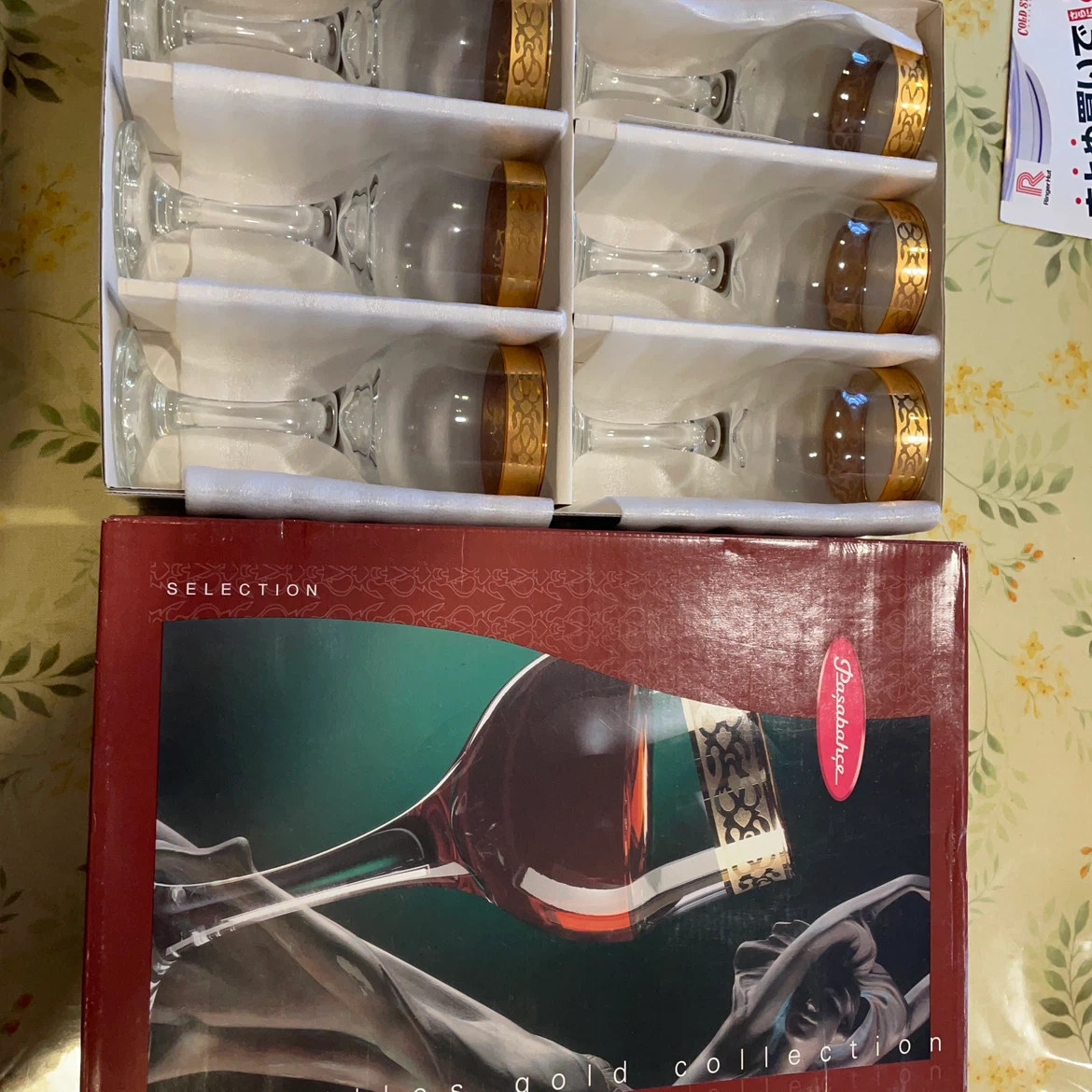 【トルコ有名老舗ガラス食器】パシャバチェ ワイングラス 6客セット ゴールドコレクションの写真2枚目