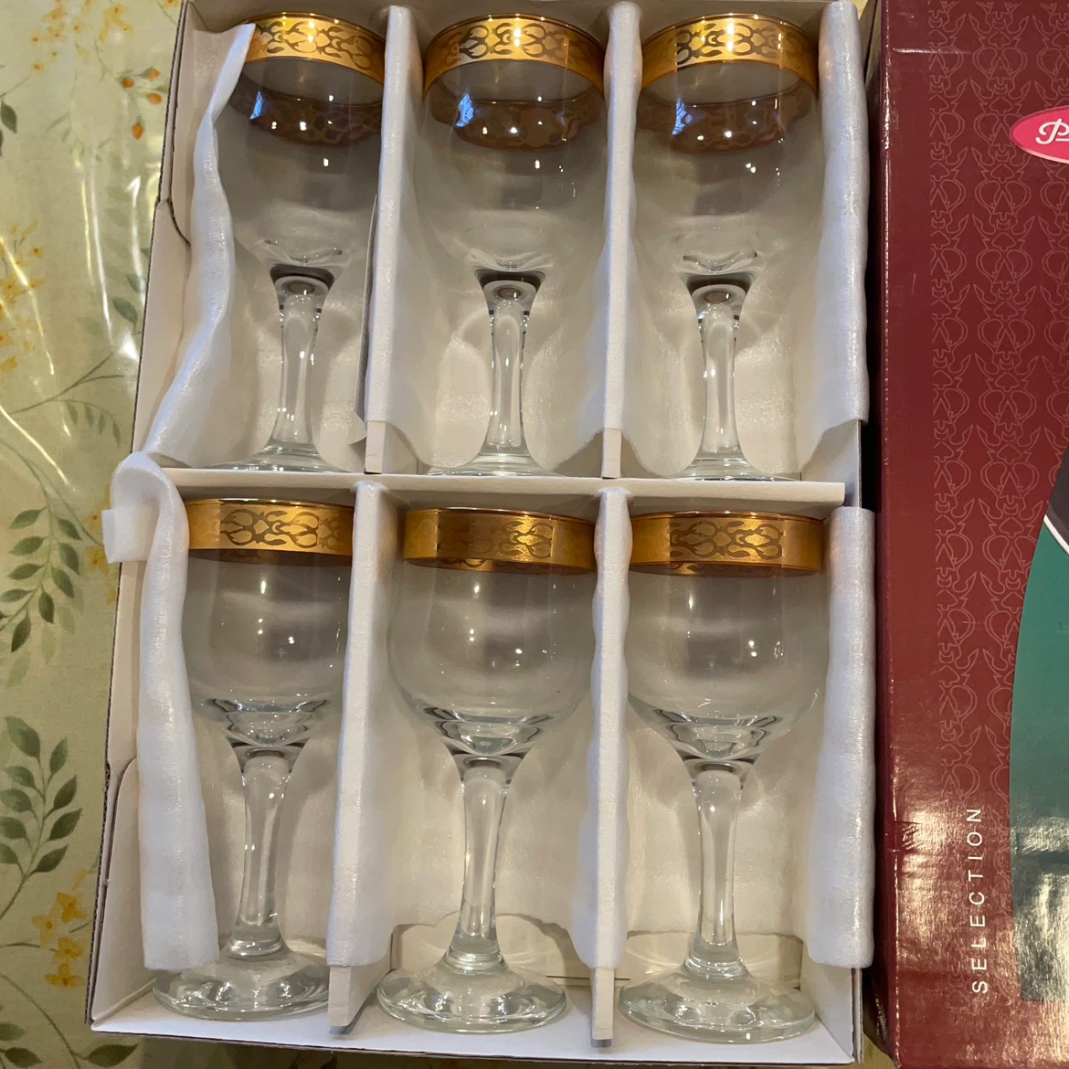【トルコ有名老舗ガラス食器】パシャバチェ ワイングラス 6客セット ゴールドコレクションの写真3枚目