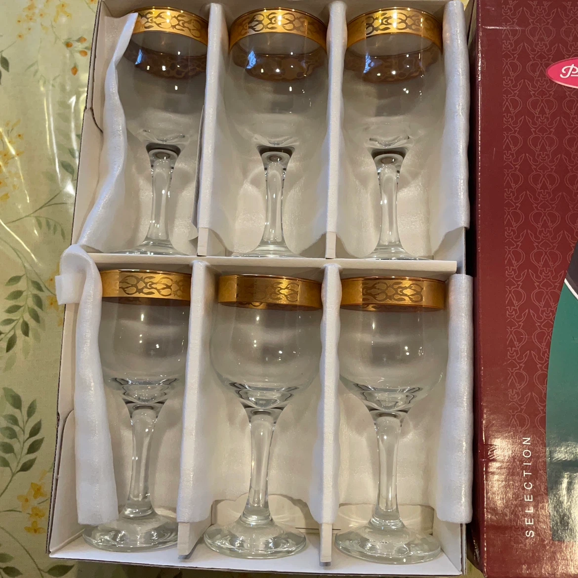 【トルコ有名老舗ガラス食器】パシャバチェ ワイングラス 6客セット ゴールドコレクションの写真3枚目
