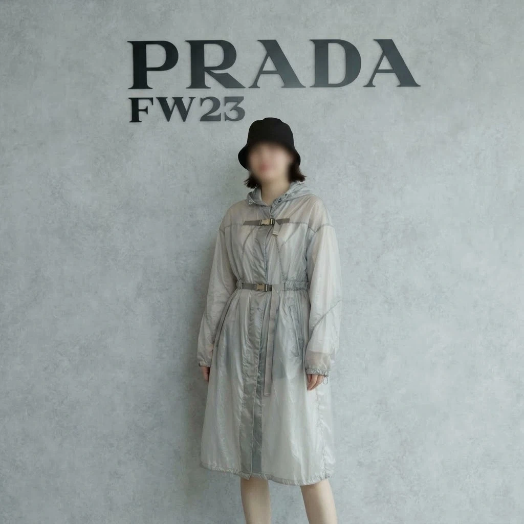 9月30日まで【極美品】PRADA プラダ ナイロンコート ロングコート フード付 36の写真2枚目