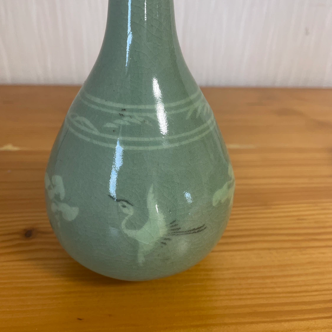 高麗青磁 花瓶 鶴模様 陶器 一輪挿しの写真4枚目