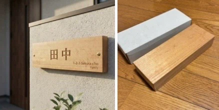 木製 表札 1個　写真は、イメージ画像を含みます。