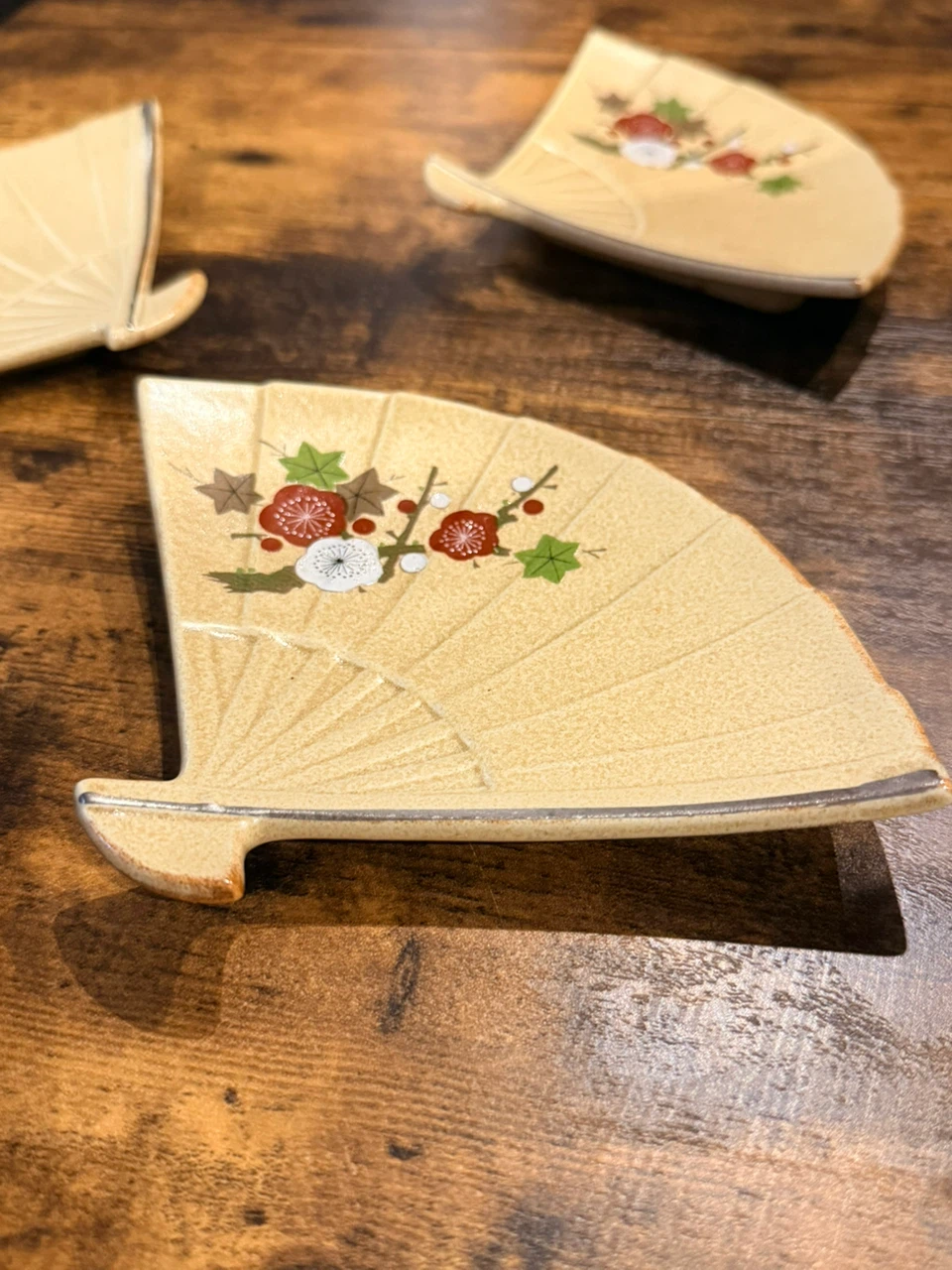 扇皿 4枚セット 陶器 和食器の写真3枚目
