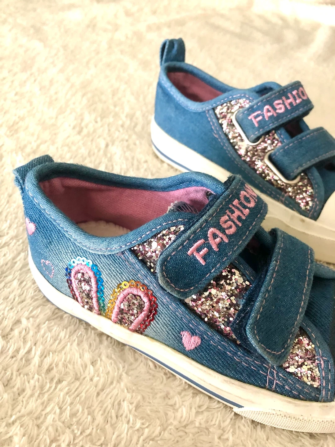 ✨👧キッズ スニーカー デニム ラメ 18.5cm🌟✨の写真2枚目