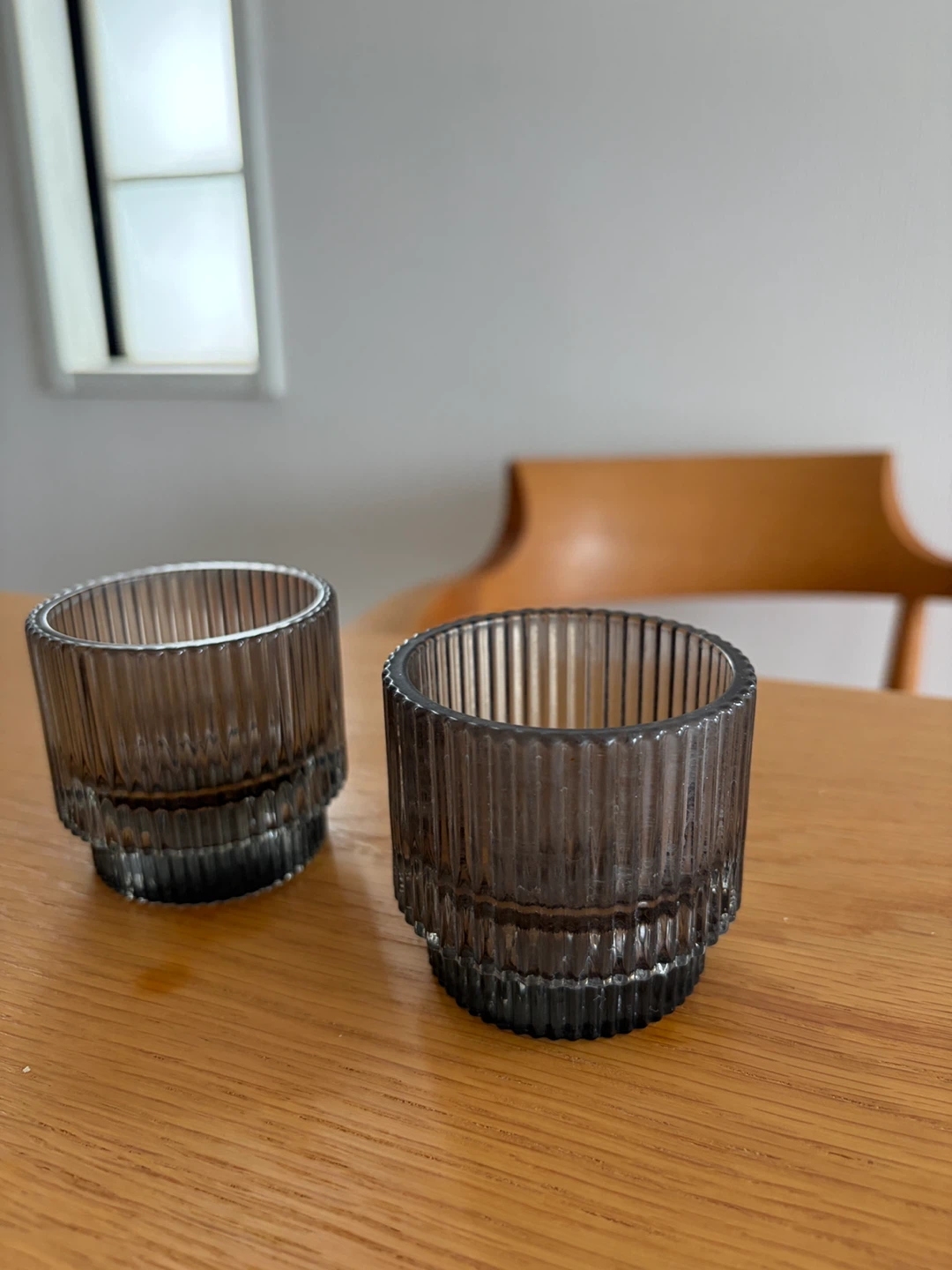 ZARA HOME ガラス製 キャンドルホルダー 2個セット グレーの写真3枚目