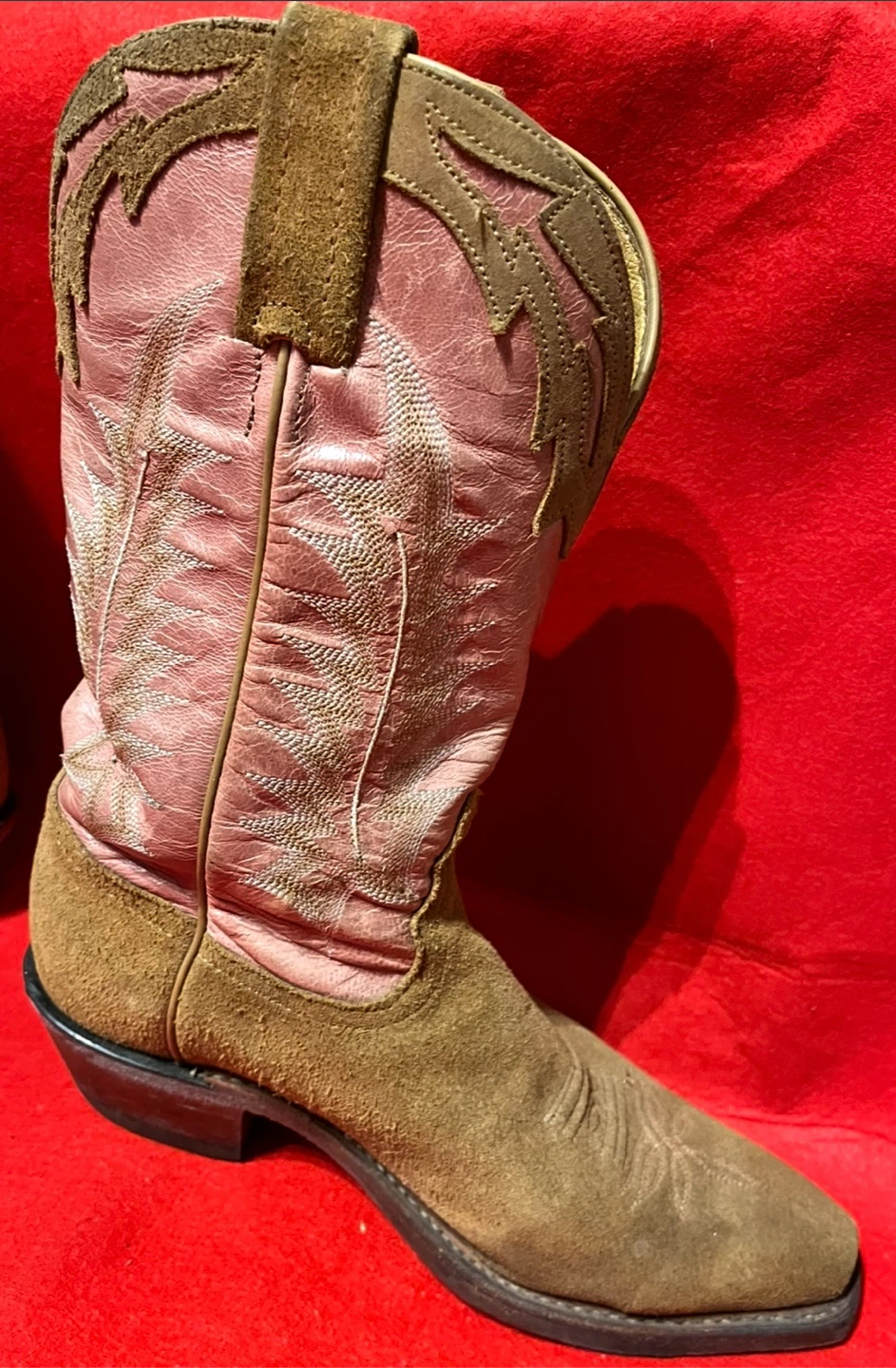 Tony Lama トニーラマ ウエスタンブーツ ピンク 刺繍 USA製 サイズ8の写真3枚目