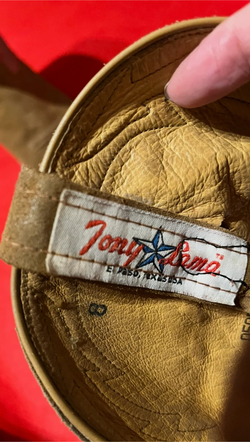 Tony Lama トニーラマ ウエスタンブーツ ピンク 刺繍 USA製 サイズ8の写真5枚目