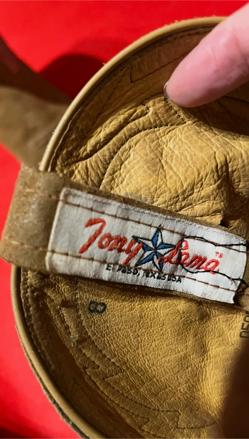 Tony Lama トニーラマ ウエスタンブーツ ピンク 刺繍 USA製 サイズ8の写真5枚目