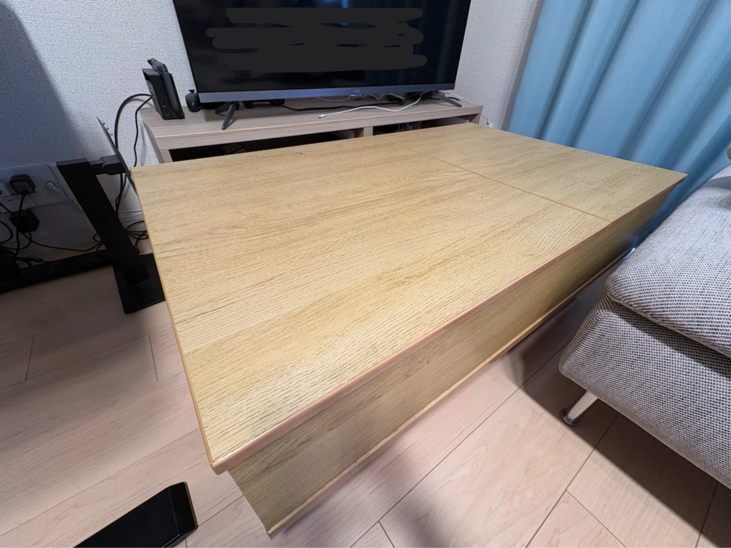 昇降式センターテーブル 収納付き