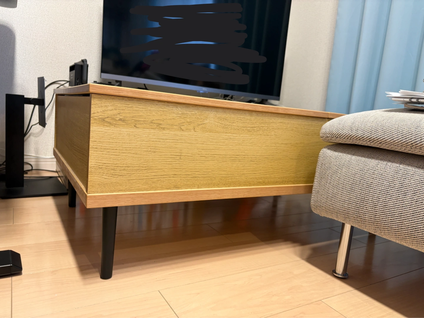 昇降式センターテーブル 収納付きの写真2枚目