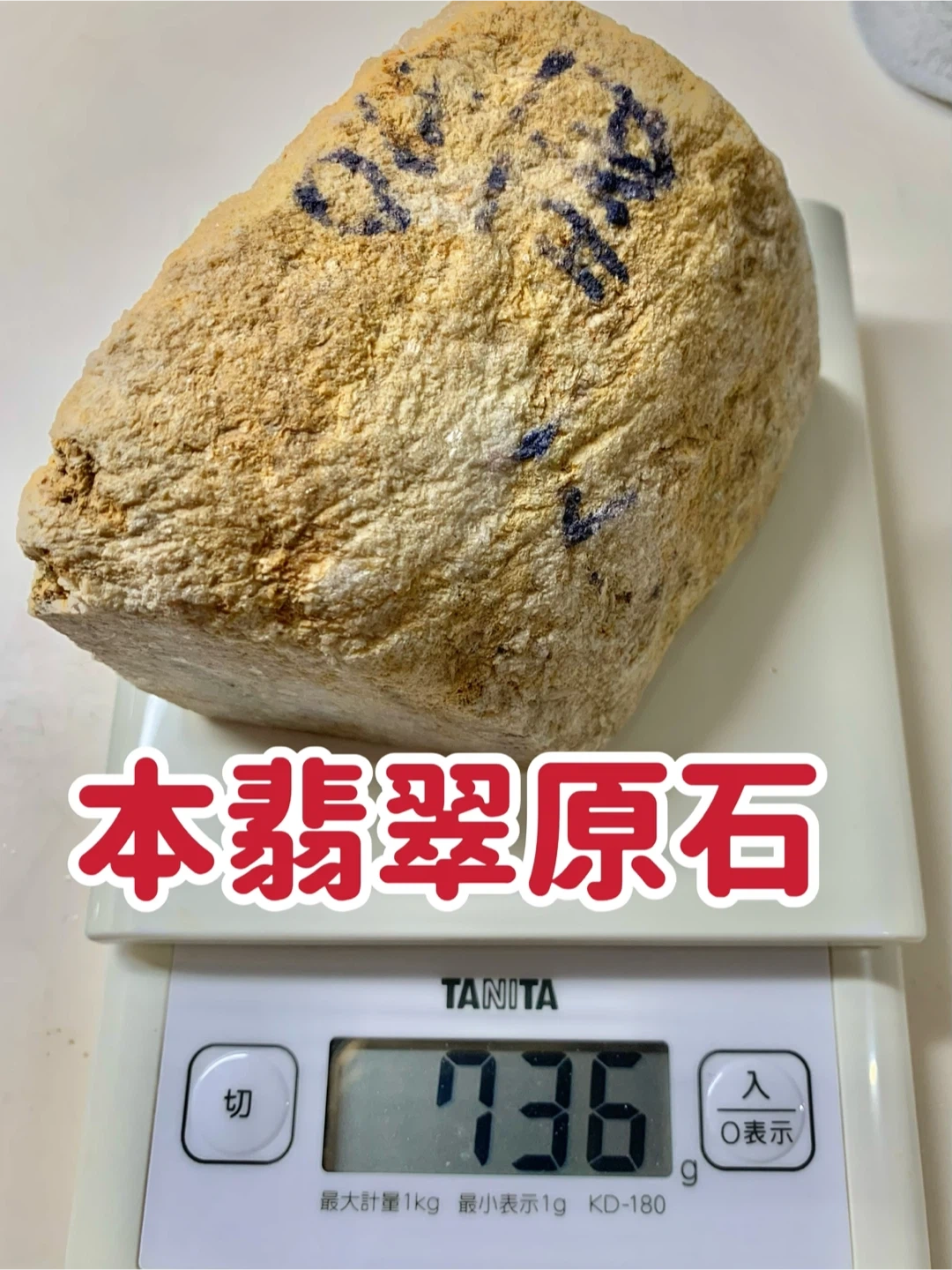 本翡翠原石 736g 観賞石
