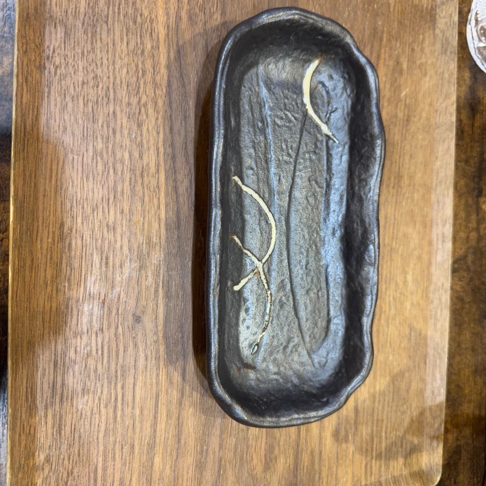 黒釉 長角皿 焼物皿 陶器