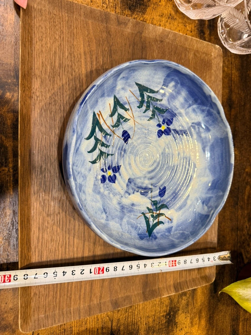 陶器 花柄 盛り皿 青 ブルーの写真6枚目