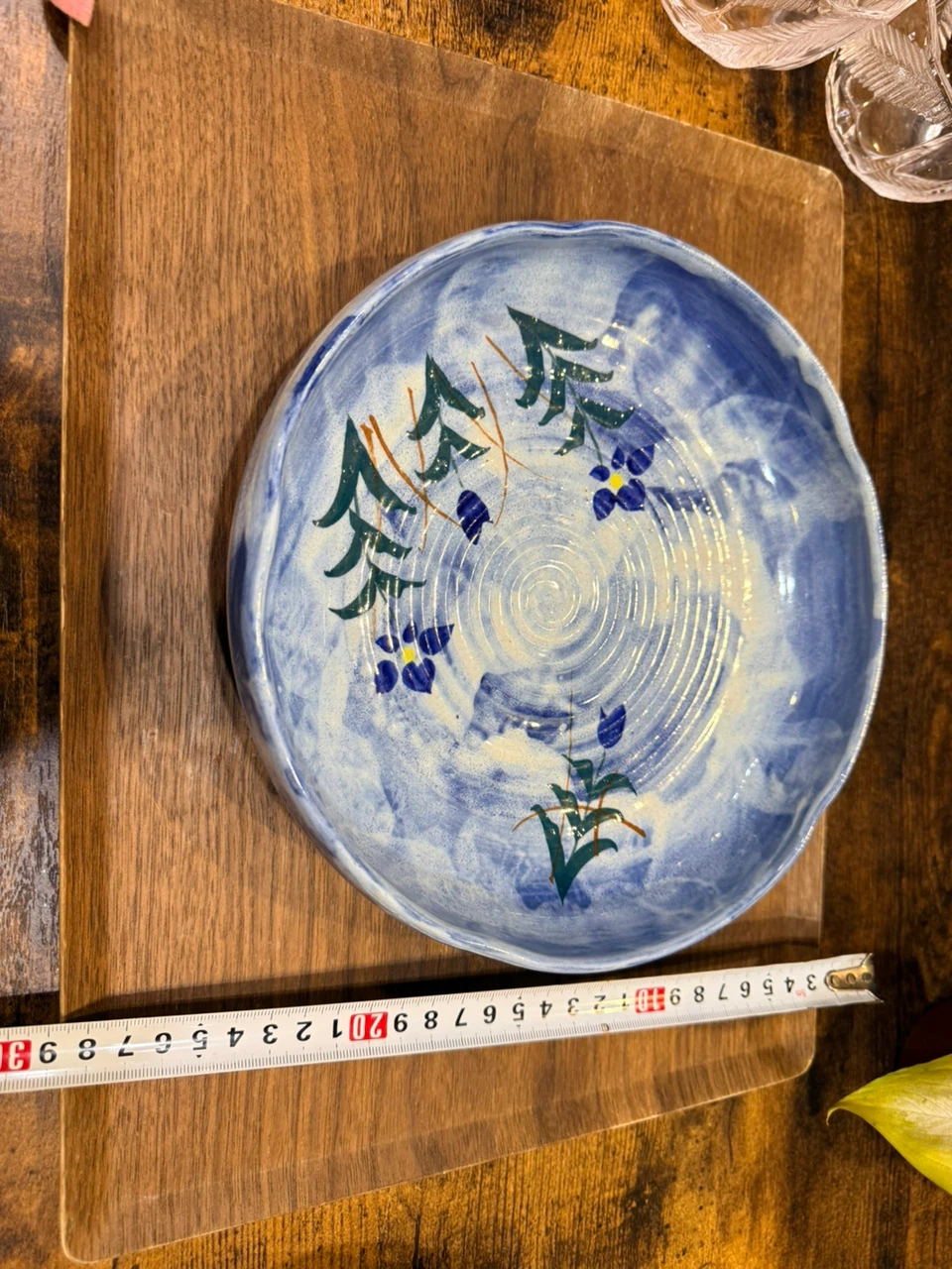 陶器 花柄 盛り皿 青 ブルーの写真7枚目