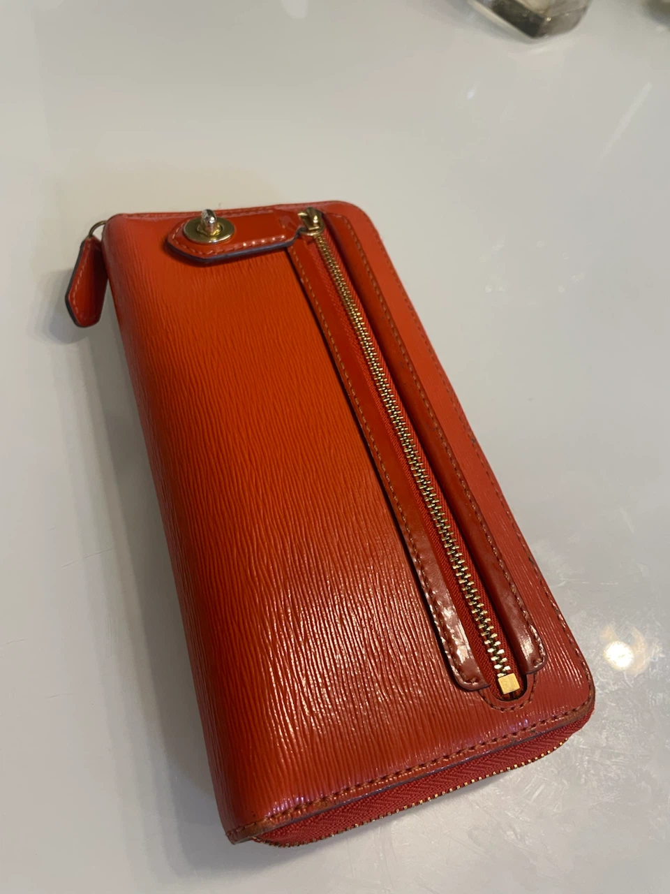 コーチ 長財布 オレンジ L字ファスナー