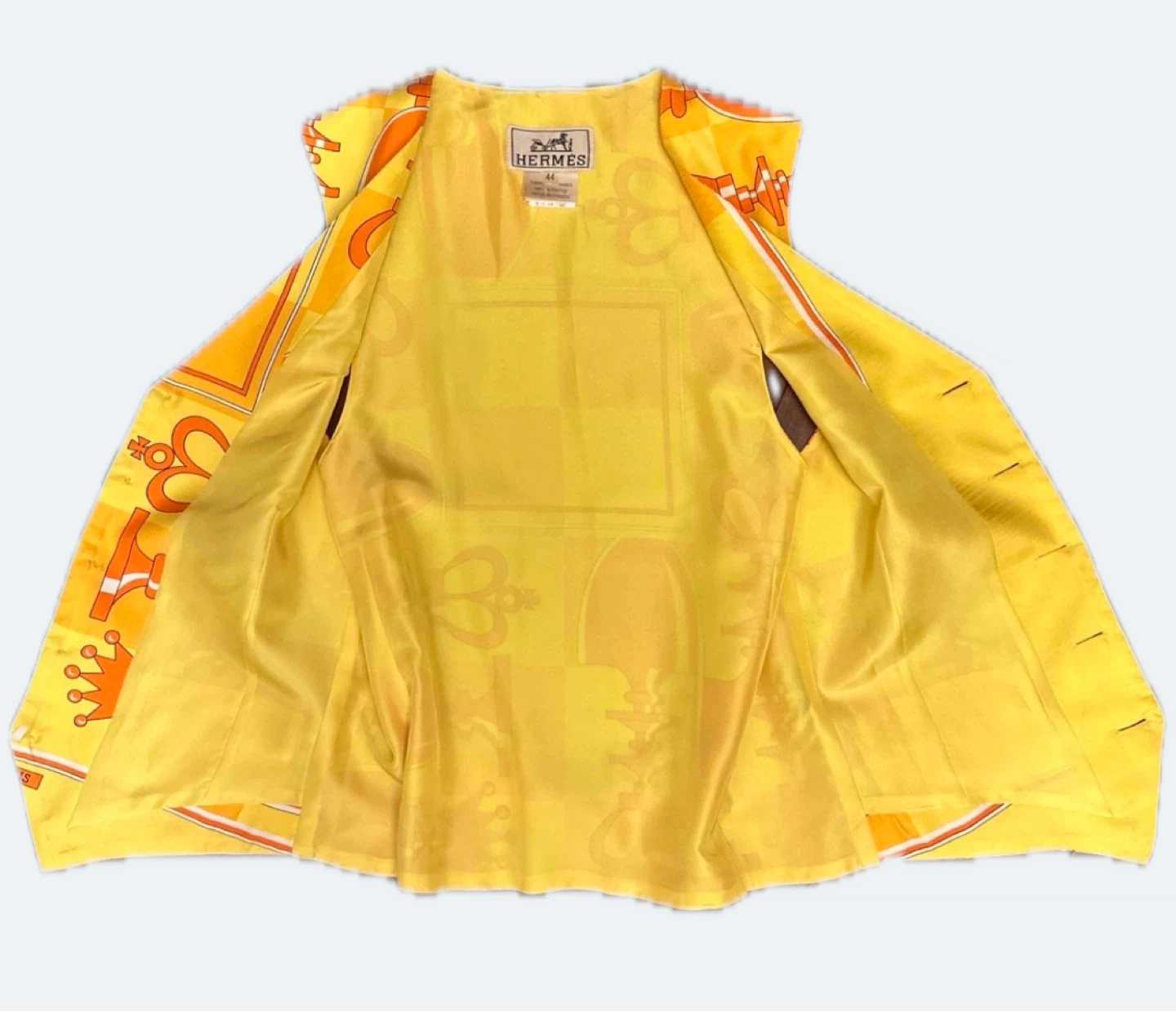 ヴィンテージ【HERMES】シルク100%ベスト 総柄 44の写真3枚目