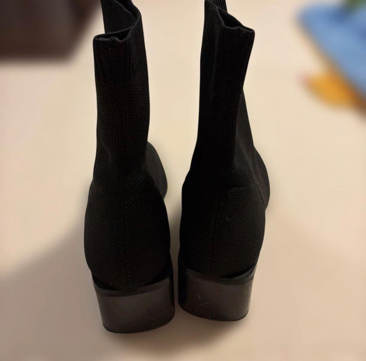 25cm ニットソックスブーツ ブラックの写真2枚目
