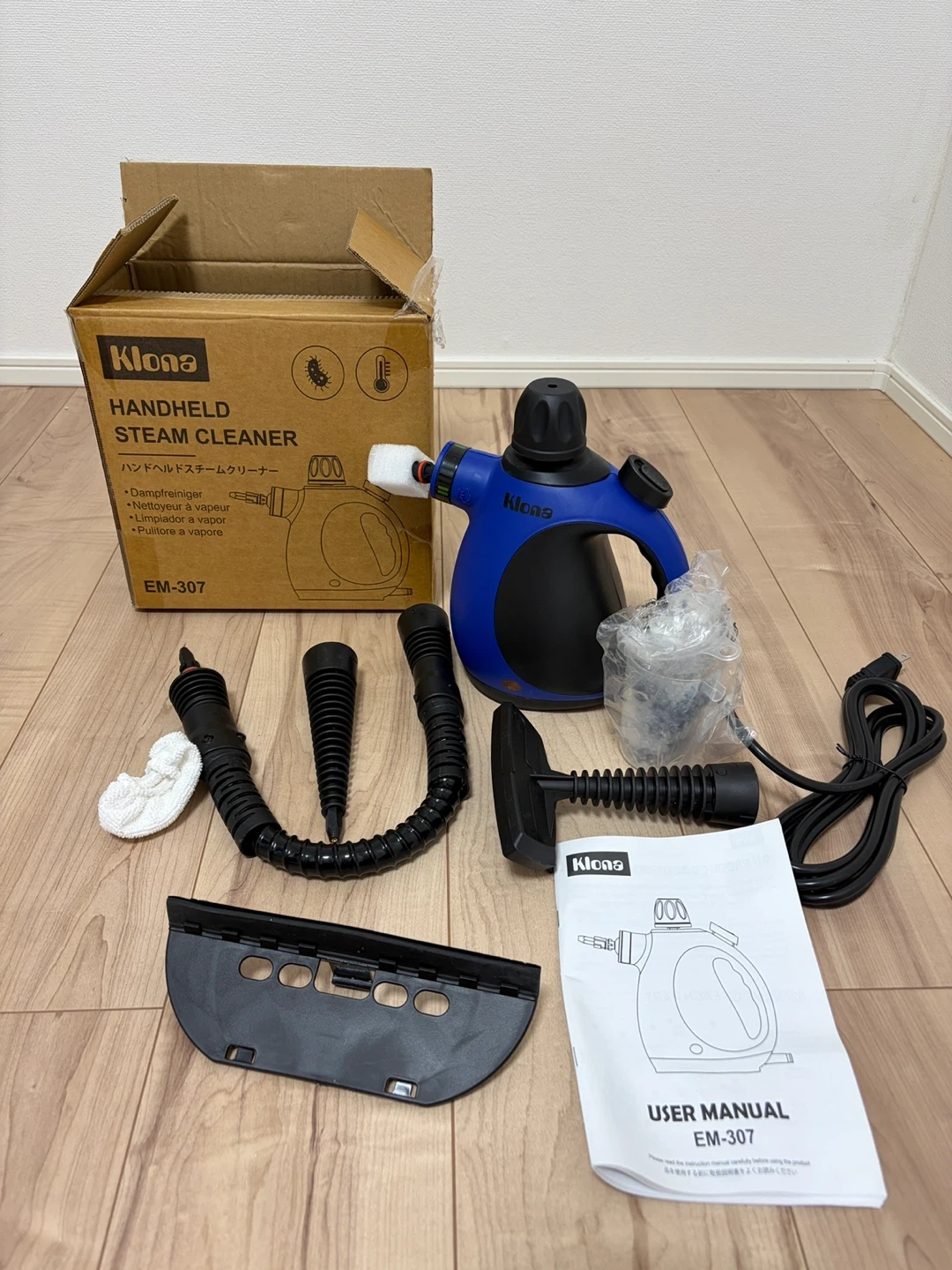 【新品未使用】Klona ハンディスチームクリーナー EM-307 付属品完備