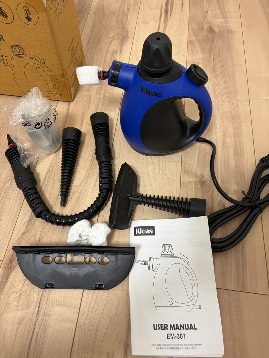 【新品未使用】Klona ハンディスチームクリーナー EM-307 付属品完備の写真3枚目