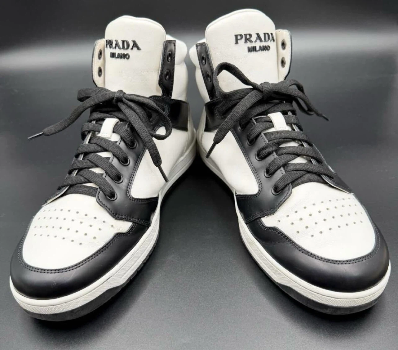 PRADA/プラダ ディストリクト トライアングルロゴ ハイカットレザー メンズ スニーカー  26cm相当の写真5枚目