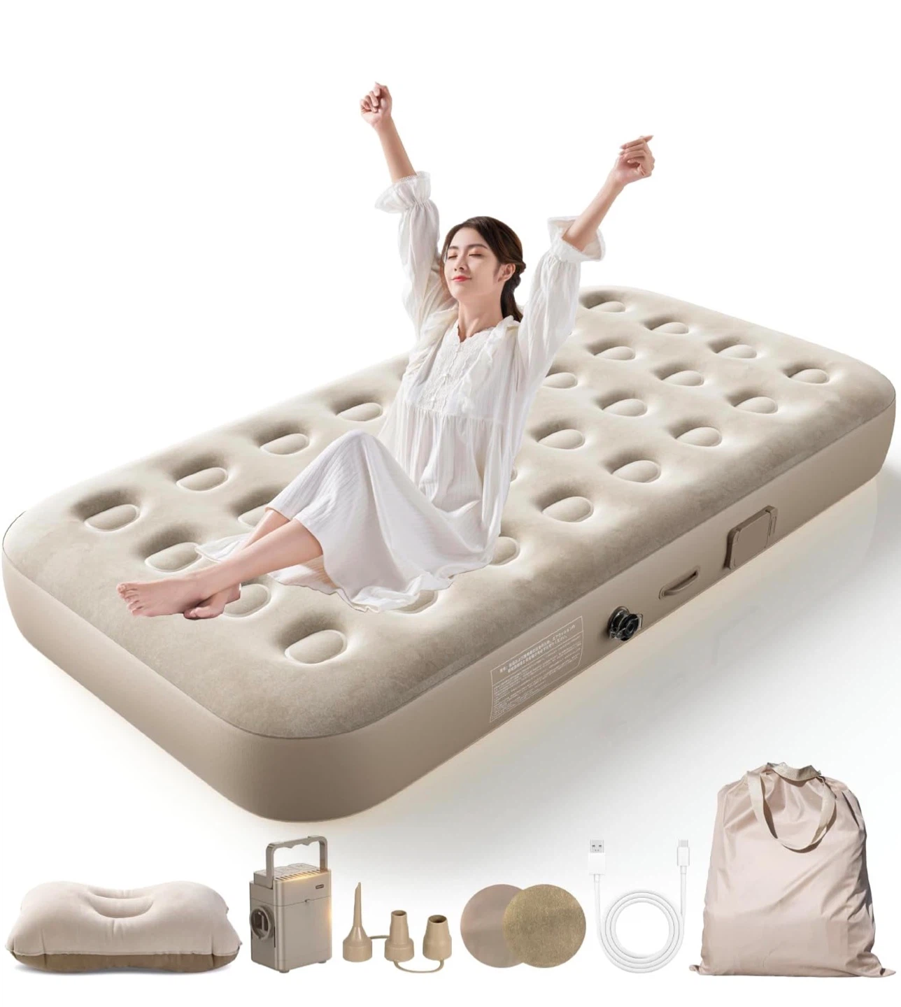 電動エアーベッド シングル 収納袋付き
