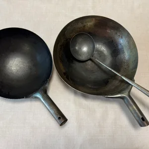 中華鍋 2点(33cm、27cm)、お玉セット