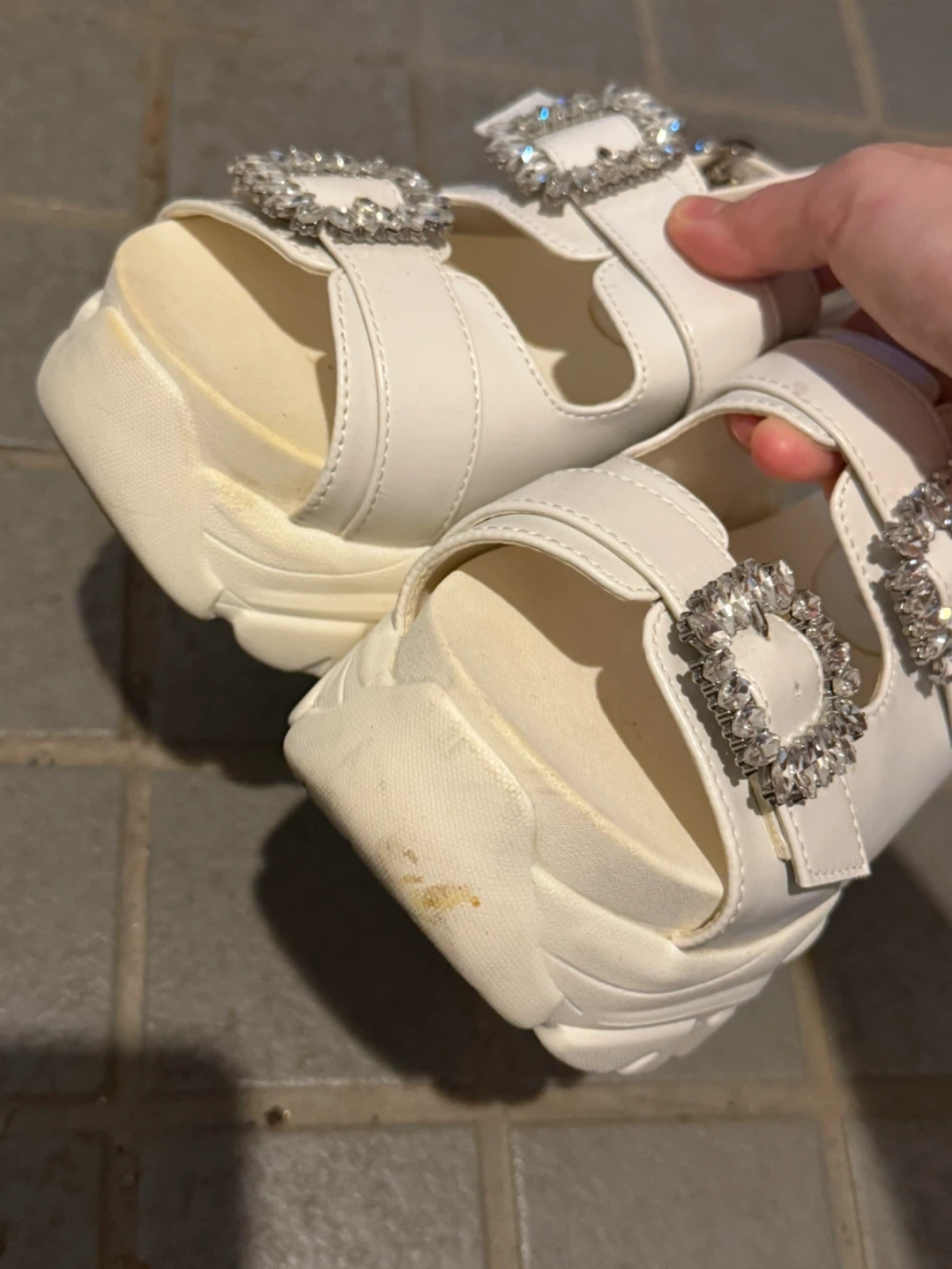 マフモフ 厚底ビジューサンダル Mサイズ ホワイトの写真6枚目