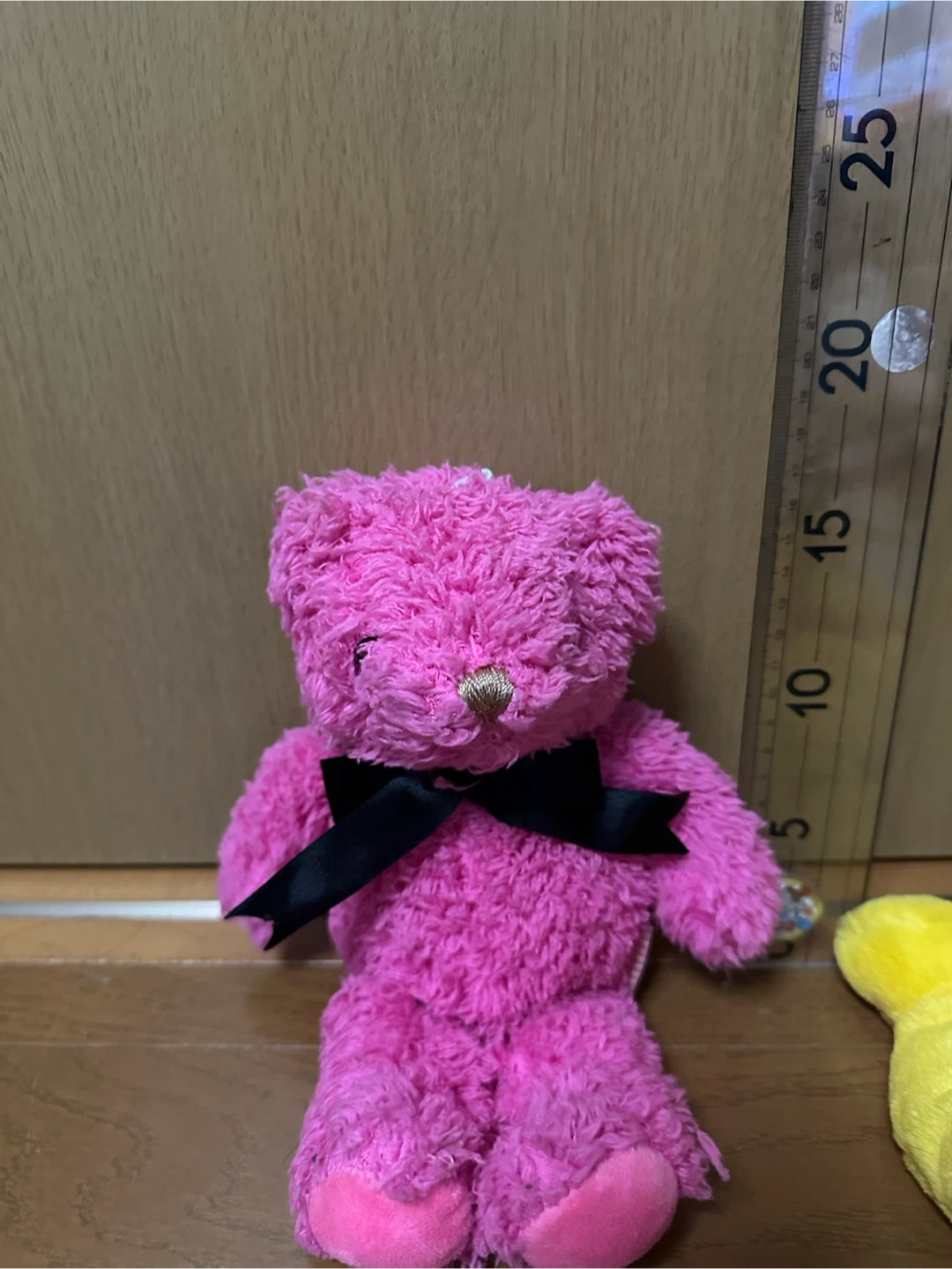 ピンクのくま ぬいぐるみ リボン付き