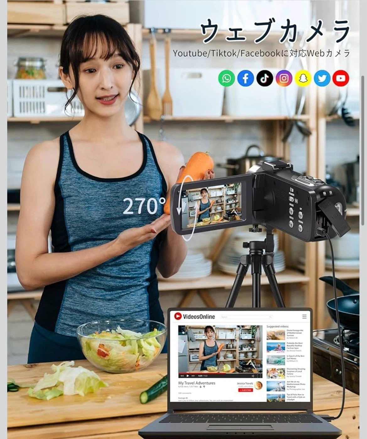 ビデオカメラ 4K 80MP 3.0" 回転スクリーン IRナイトビジョンの写真4枚目