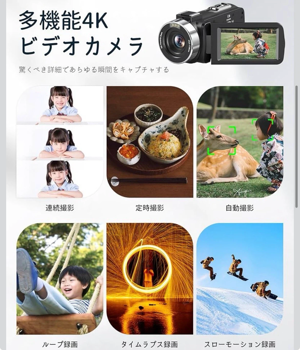 ビデオカメラ 4K 80MP 3.0" 回転スクリーン IRナイトビジョンの写真6枚目
