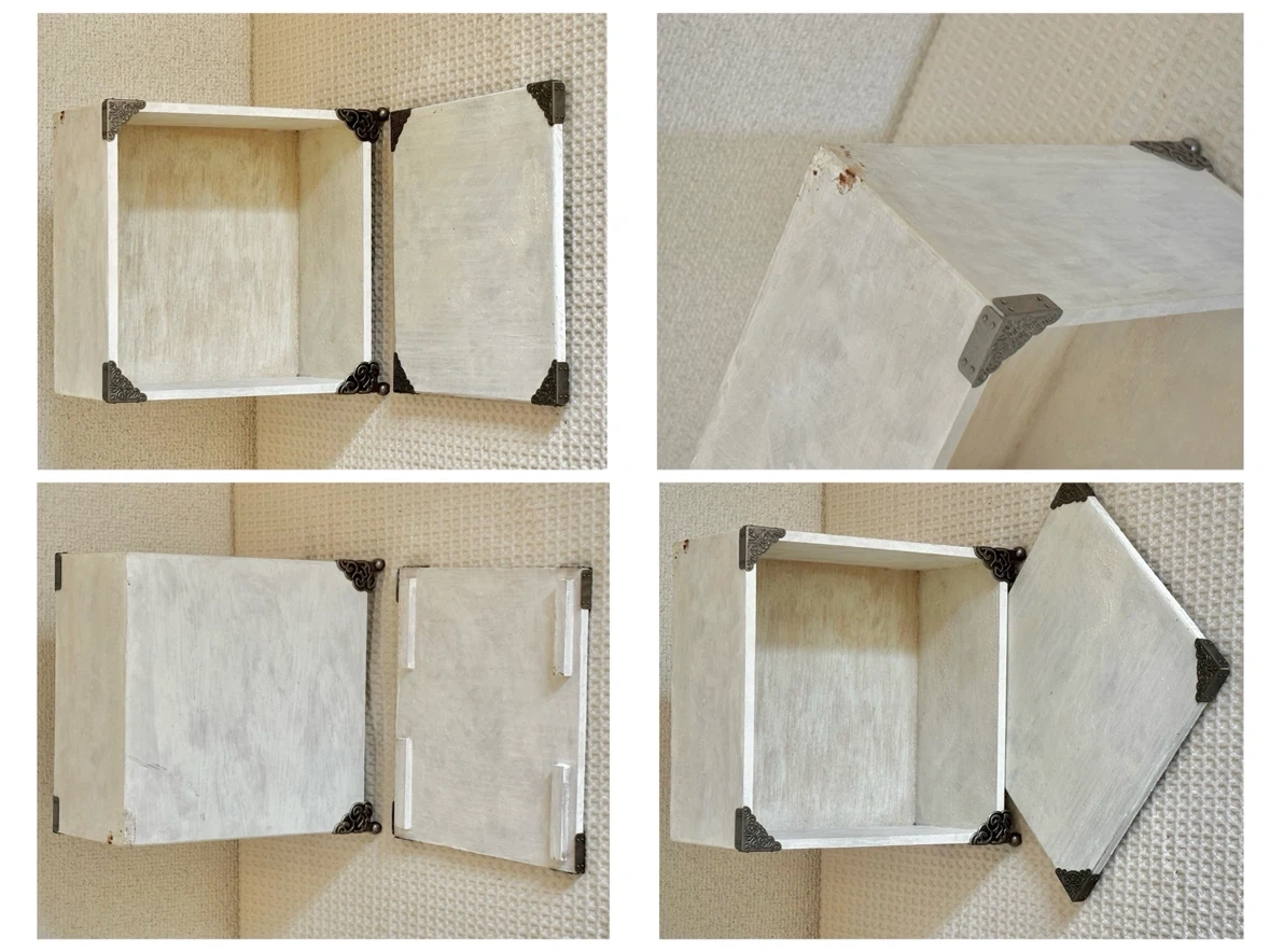 木製キャビネット風ディスプレイケースおまけ/アンティーク風ブック型ケース小物入れの写真8枚目