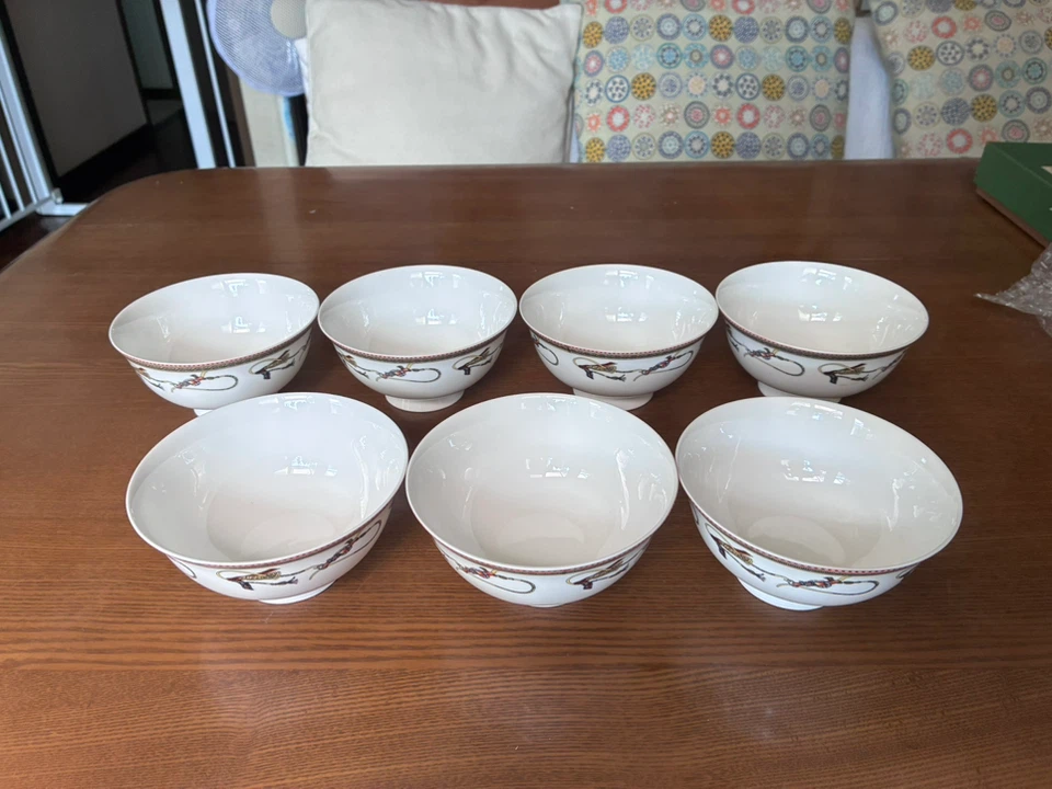 陶器 スープ腕　6客セット レトロ柄の写真2枚目