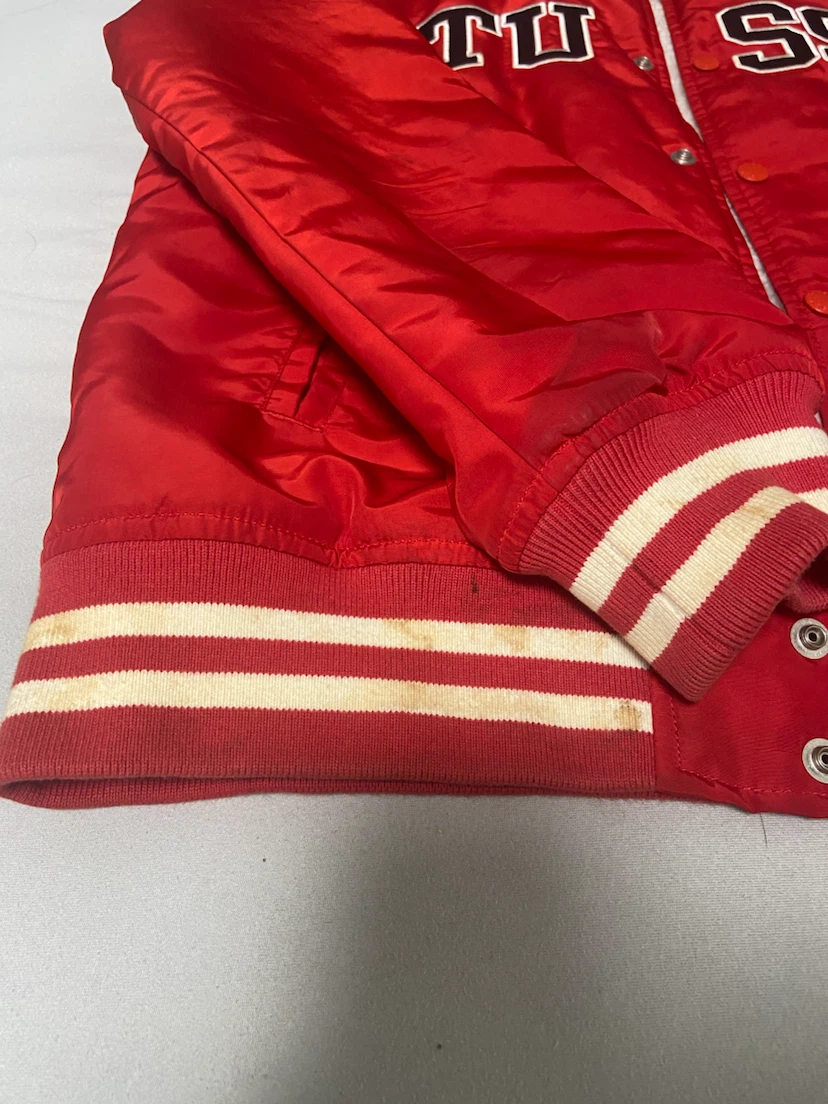 stussy x champion ステューシー チャンピオン スタジャン 赤 Sサイズの写真2枚目
