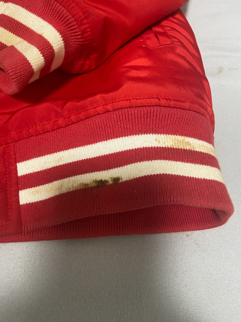 stussy x champion ステューシー チャンピオン スタジャン 赤 Sサイズの写真3枚目