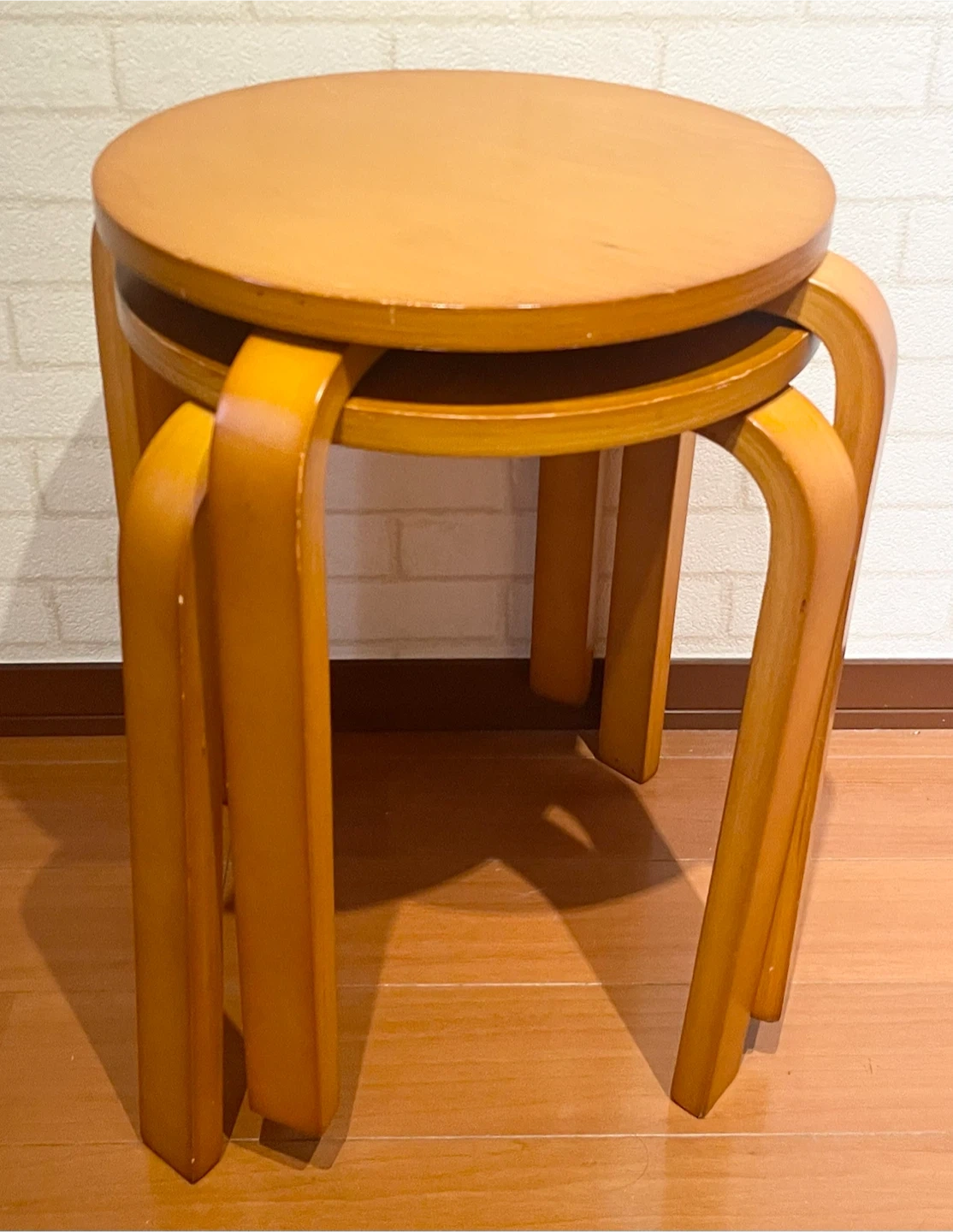 木製スタッキングスツール 2脚セット