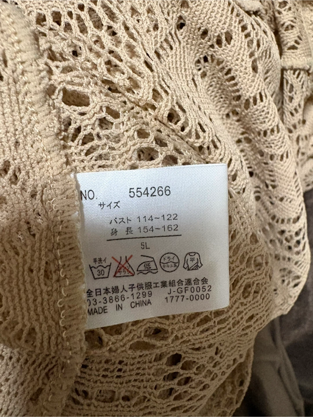 レースボレロ ベージュ 5Lサイズの写真3枚目