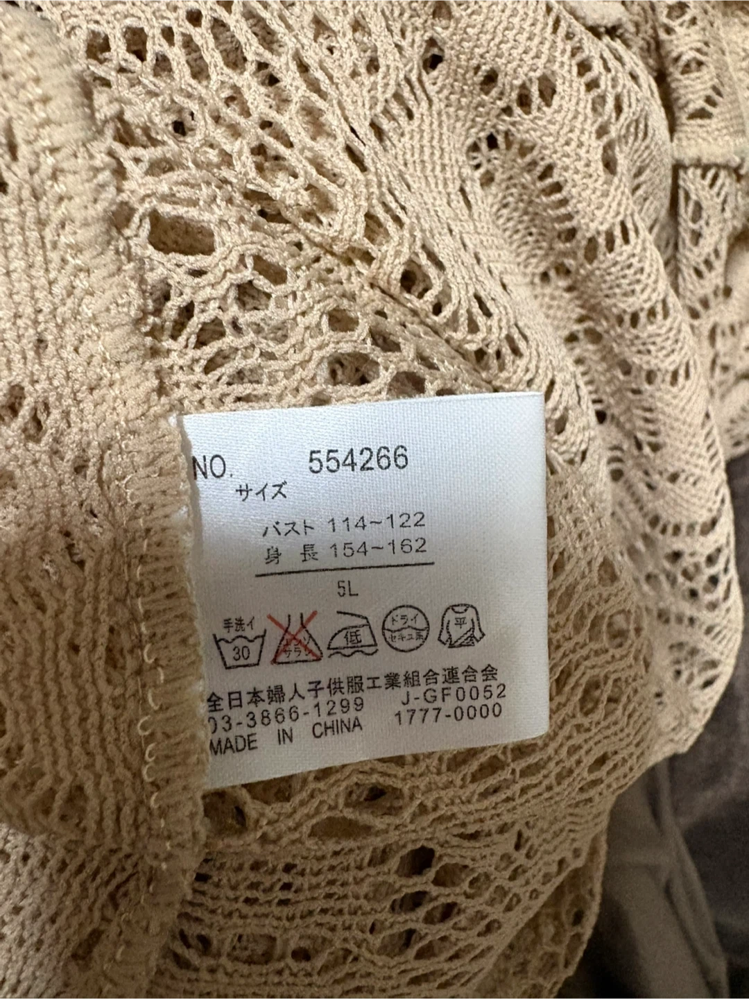 レースボレロ ベージュ 5Lサイズの写真3枚目