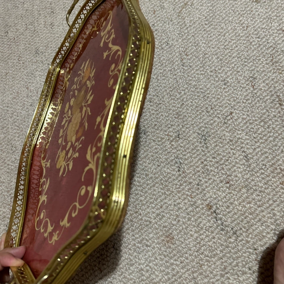 アンティーク調 トレー トレイ 赤の写真6枚目