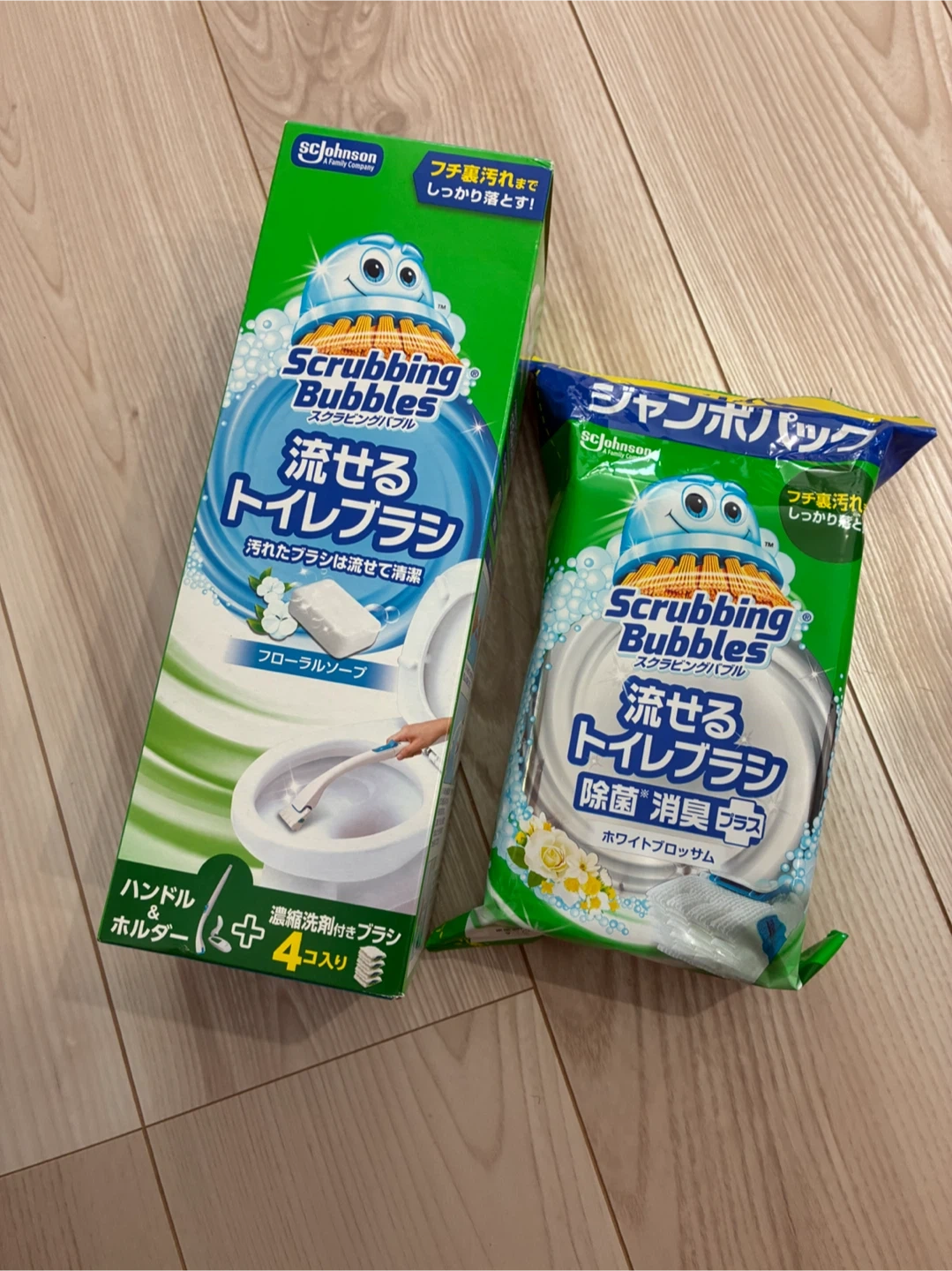 スクラビングバブル 流せるトイレブラシ 本体+付替用セット