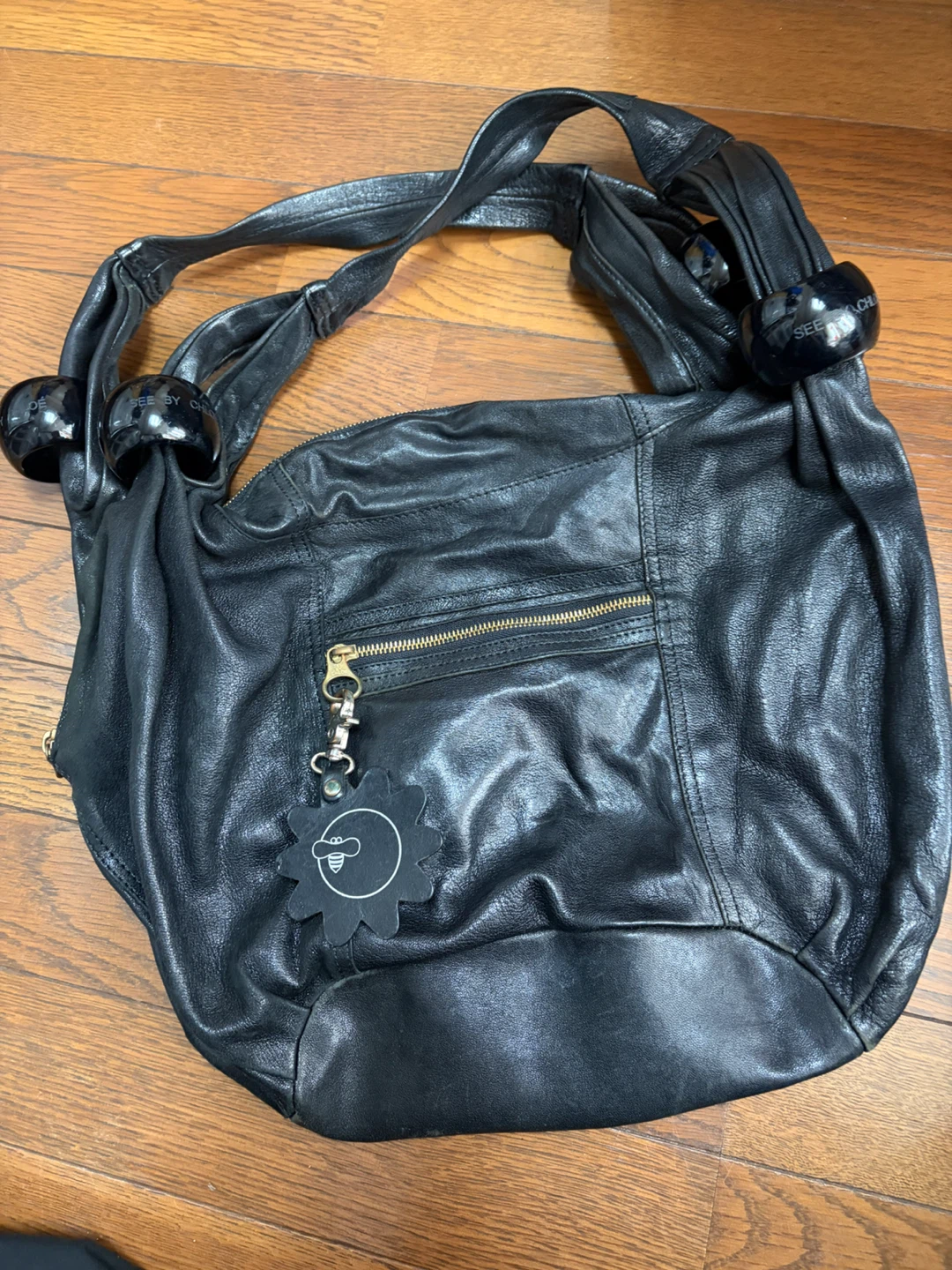シーバイクロエ ショルダーバッグ 黒 レザー