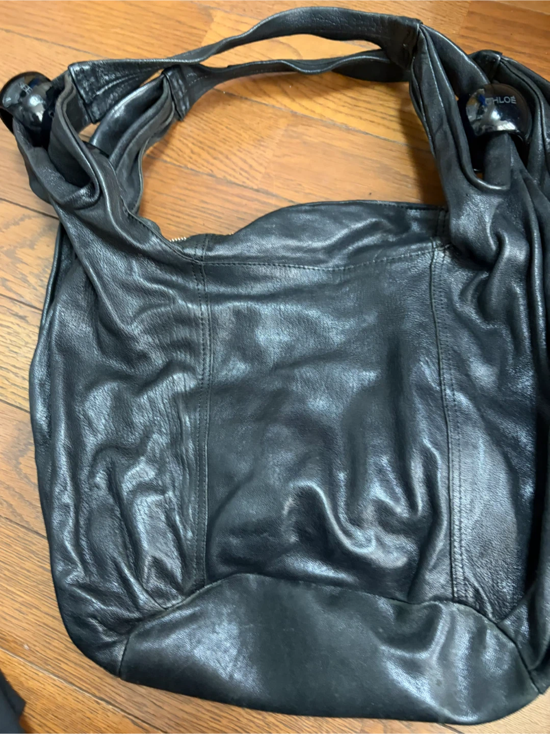 シーバイクロエ ショルダーバッグ 黒 レザーの写真2枚目