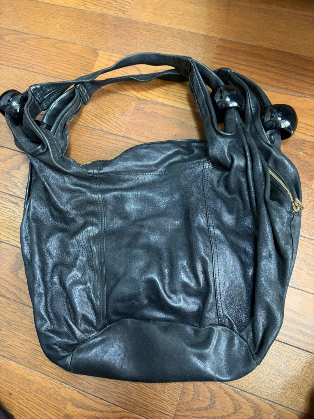 シーバイクロエ ショルダーバッグ 黒 レザーの写真3枚目