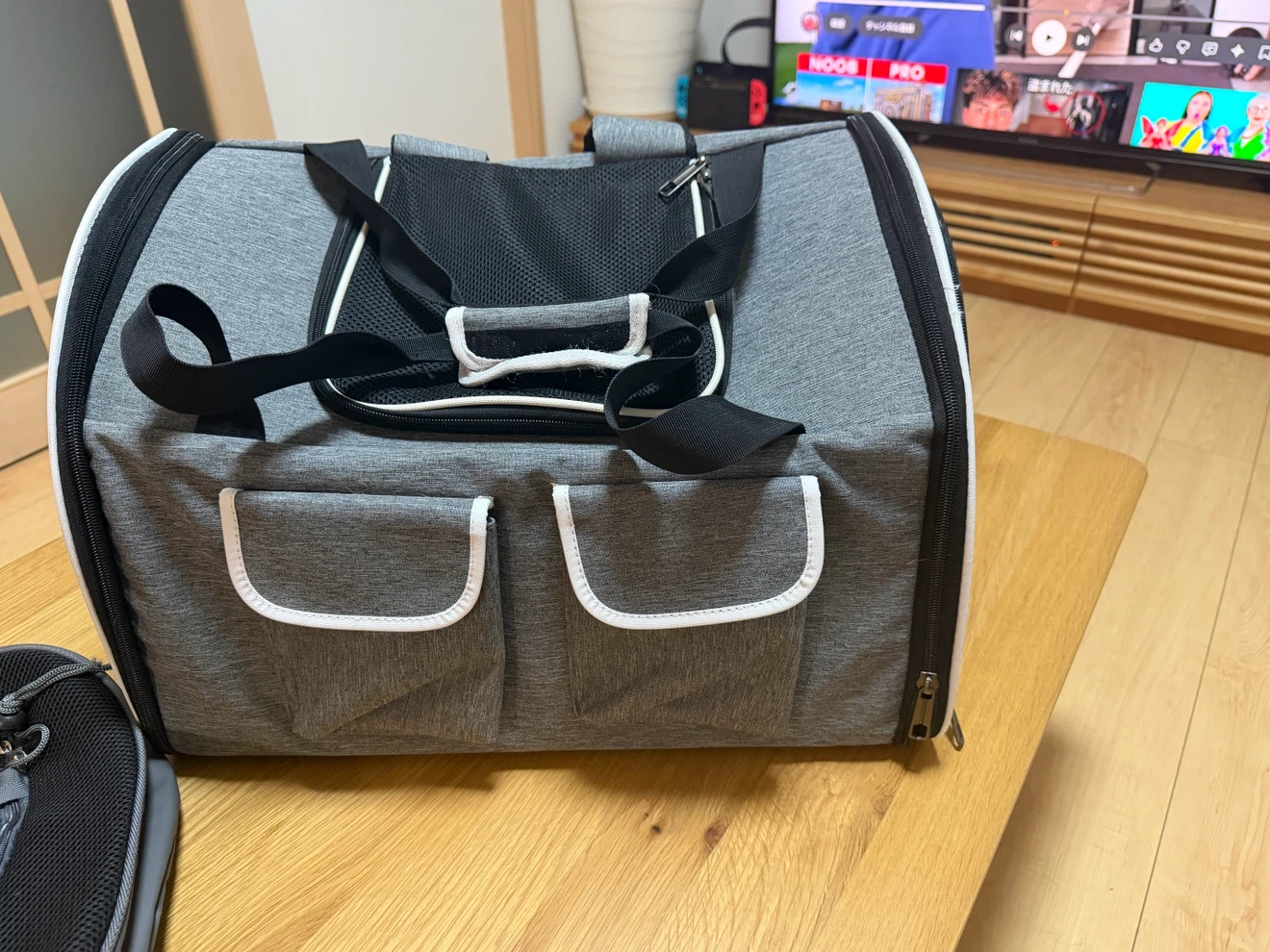 ペット用キャリーバッグ グレーの写真3枚目