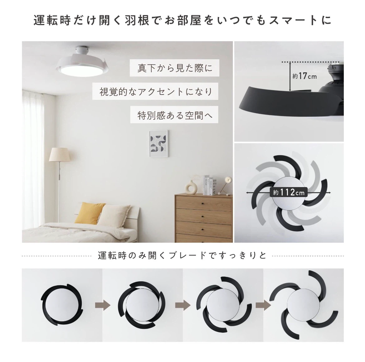 シーリングファンライト LED ブラックの写真4枚目