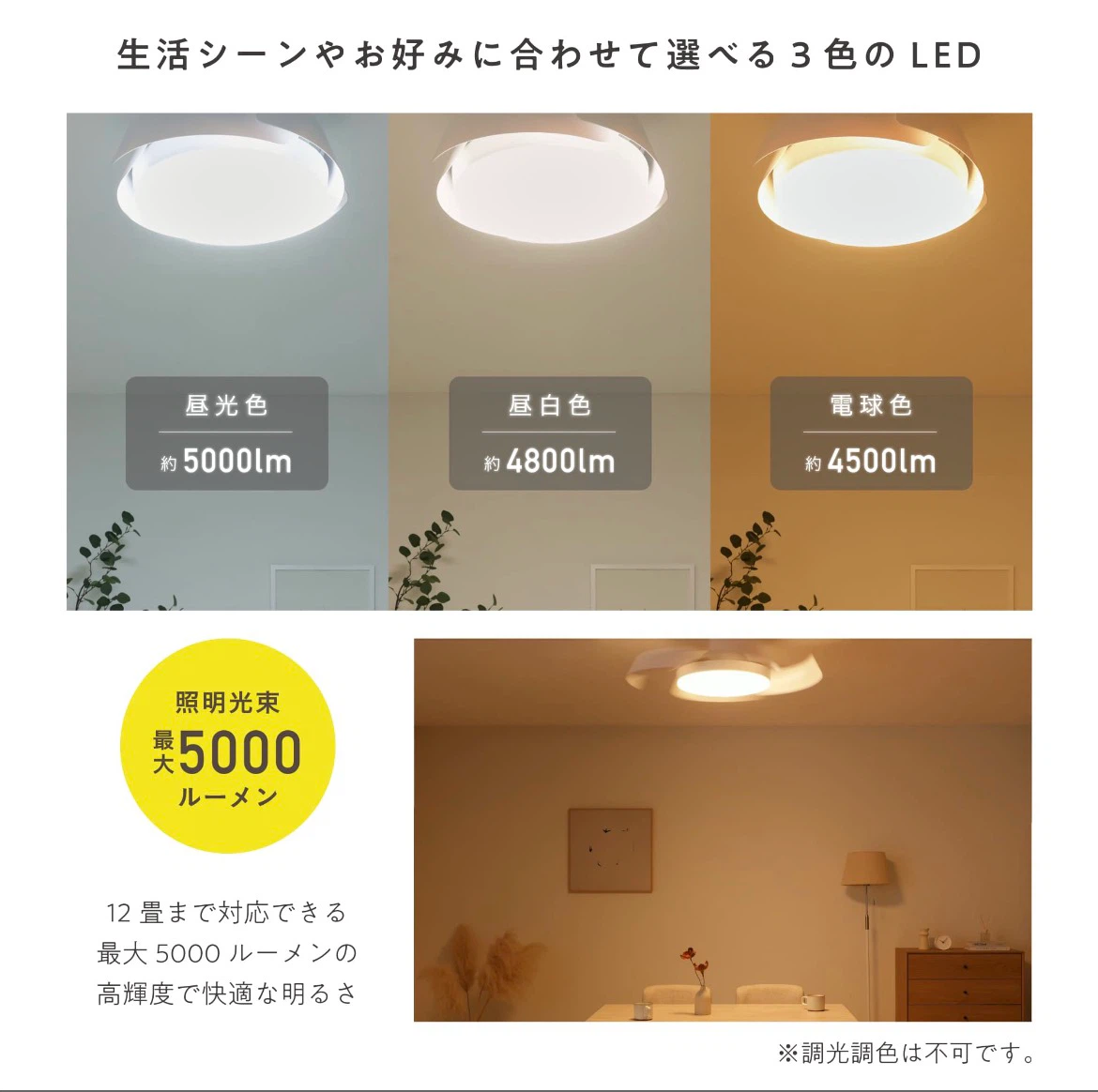 シーリングファンライト LED ブラックの写真5枚目