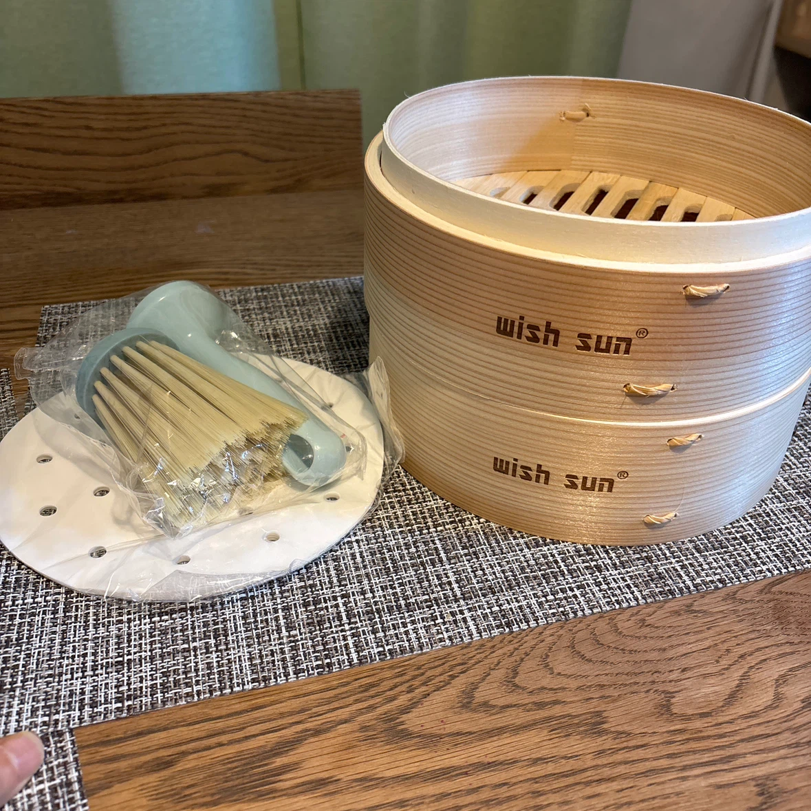 ［新品未使用］せいろ　21cm2段　蓋なし　せいろシート　ブラシ付き